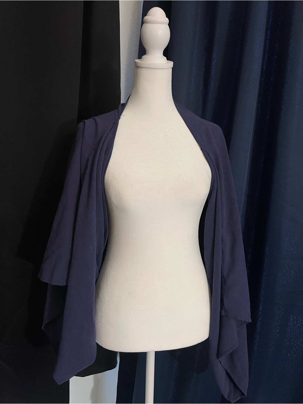 Navy Blue Open Front Cocoon Cardigan Kimono Cover Up Size Large